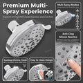 Bathroom rainfall shower style spray pattern from round overhead shower head