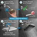Glossy chrome finish overhead shower head for contemporary bathroom setup