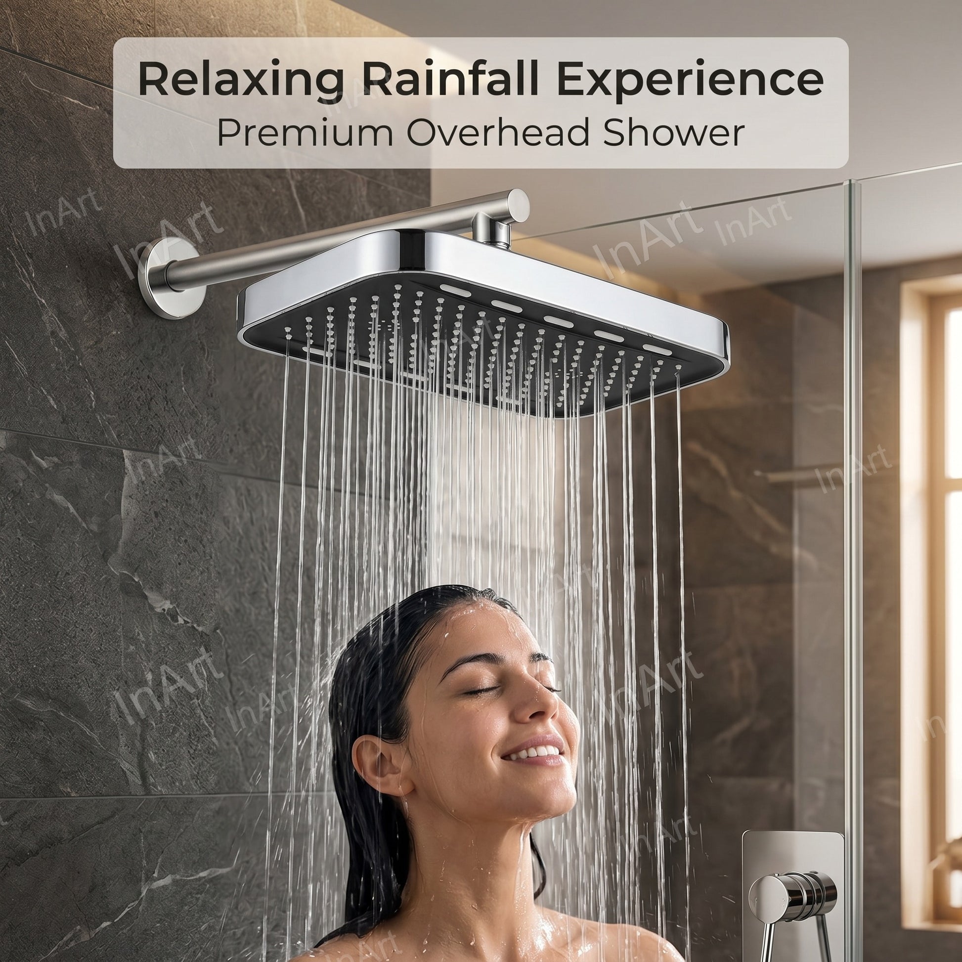 Universal G1/2 inch threaded overhead shower head for standard plumbing