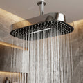 Rectangular rainfall shower head 33x20 cm with chrome frame and matte black face