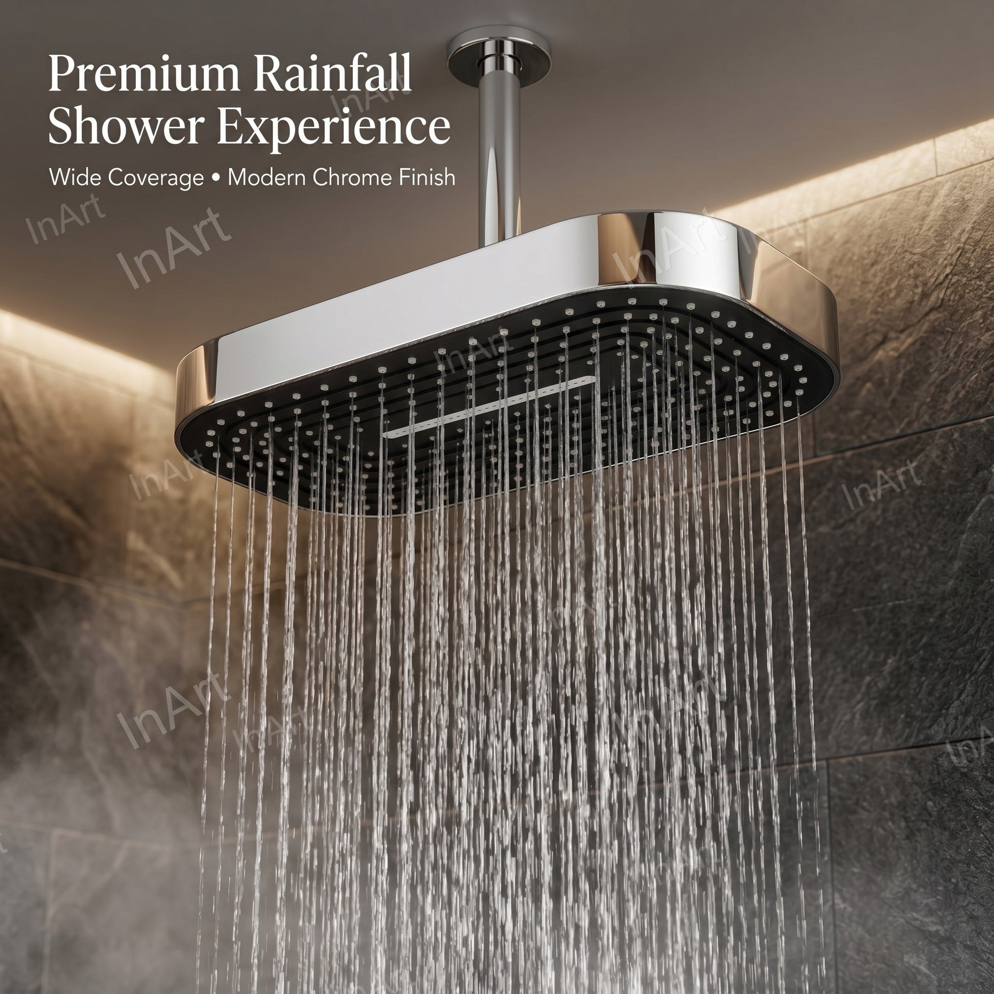 Modern bathroom rain shower head with adjustable swivel ball joint angle control