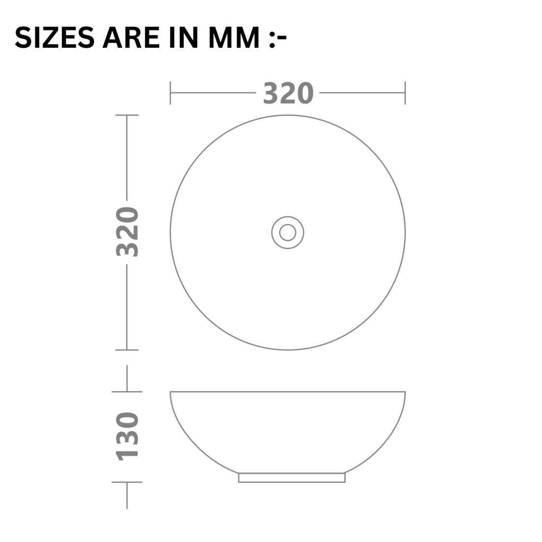 INART Onyx Glossy Ceramic Basin 12x12 Inches - Designer Round Counter Top Wash Basin Sink for Bathroom & Living Room - InArt-Studio