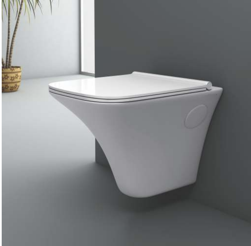 InArt Ceramic Wall Hung or Wall Mounted Rimless Water Closet Toilet with Slim Seat Cover - InArt-Studio