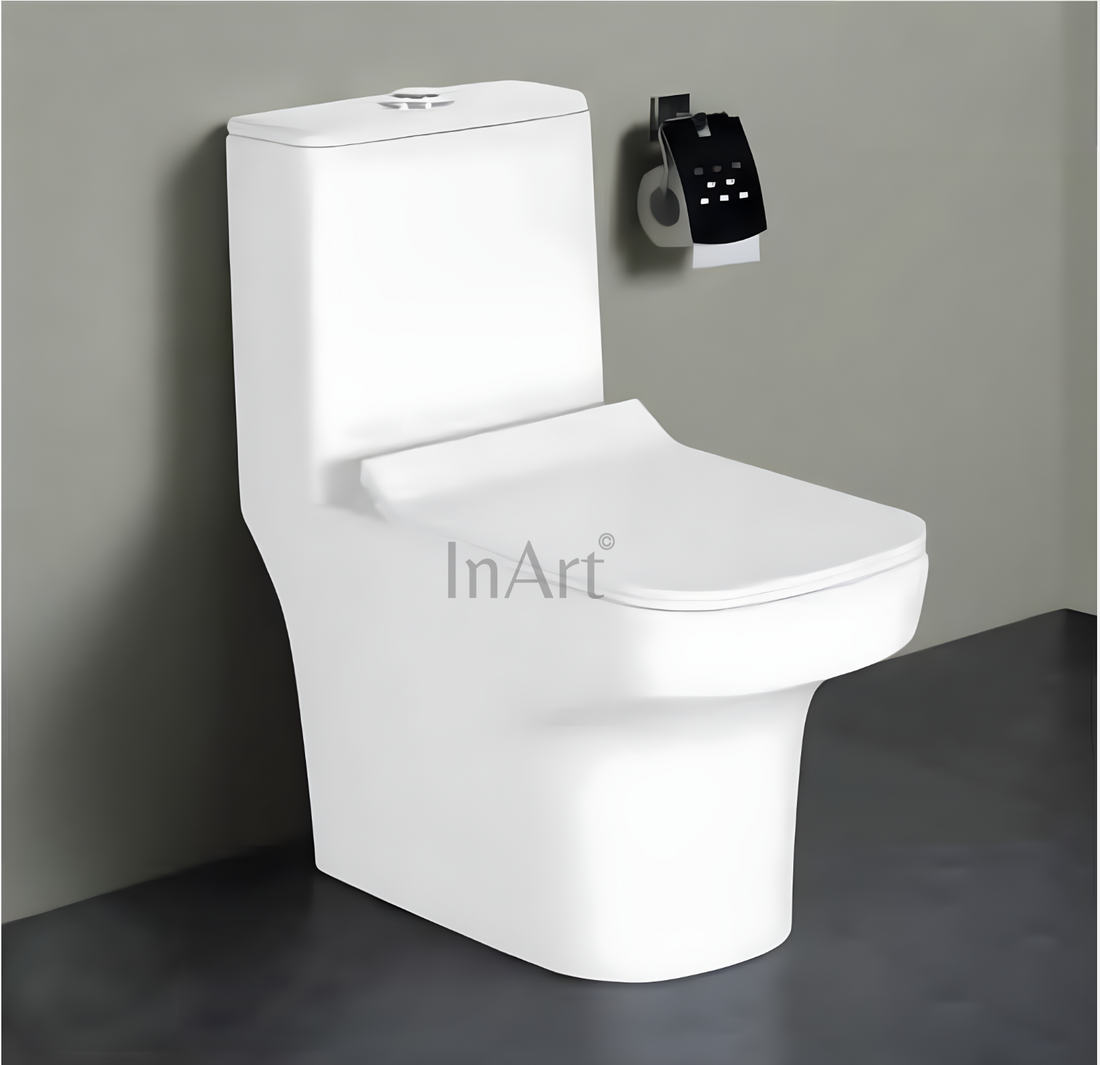 Inart Premium 6D Flushing Syphonic One Piece Ceramic Western Floor Mounted One Piece Water Closet Western Toilet/Commode/European Commode - InArt-Studio