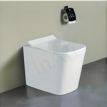 InArt Ceramic Commode for Bathroom - European Water Closet with Soft Close Seat Cover, Floor Mounted, White - InArt-Studio