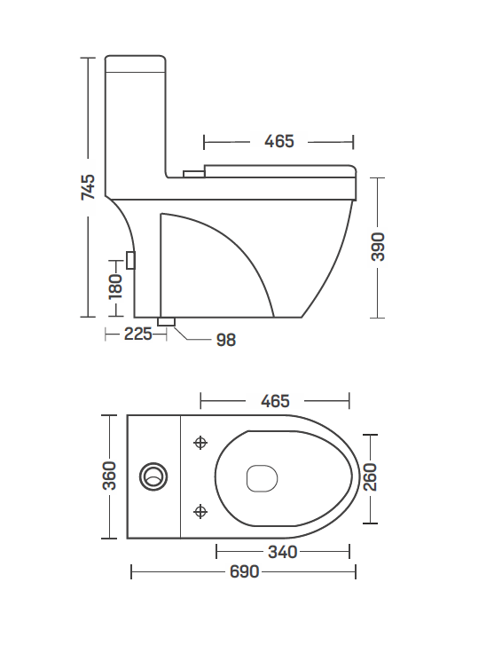 InArt Ceramic One Piece Western Toilet Commode - European Commode Wate ...