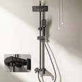 Inart Luxury Shower Panel with 3 in 1 Wall Mixer - Single Lever, Hand Shower, and Overhead Square Shower System in Elegant Black Finish - InArt-Studio