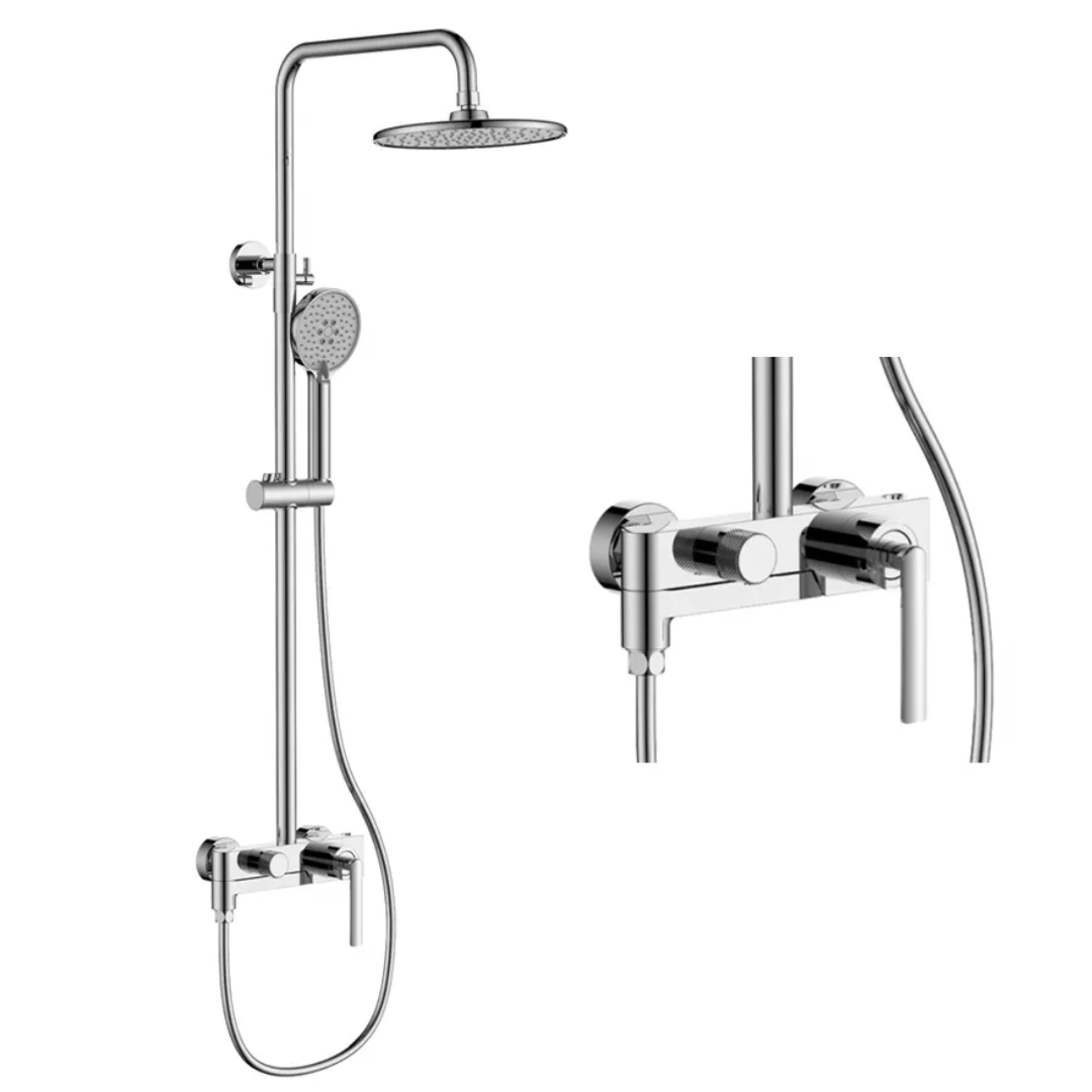 InArt Rain Shower Panel Faucets Set - Chrome Shower Faucet Set Bathroom Rain Shower With 4 Function Handshower Shower - Spout - InArt-Studio