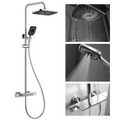 InArt Thermostatic Rain Shower Panel Faucets Set - Chrome Shower Faucet Set Bathroom Rain Shower With 3 Function Handshower - Spout - InArt-Studio