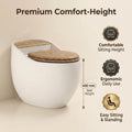 Top view of oval bowl opening on glossy ceramic western toilet