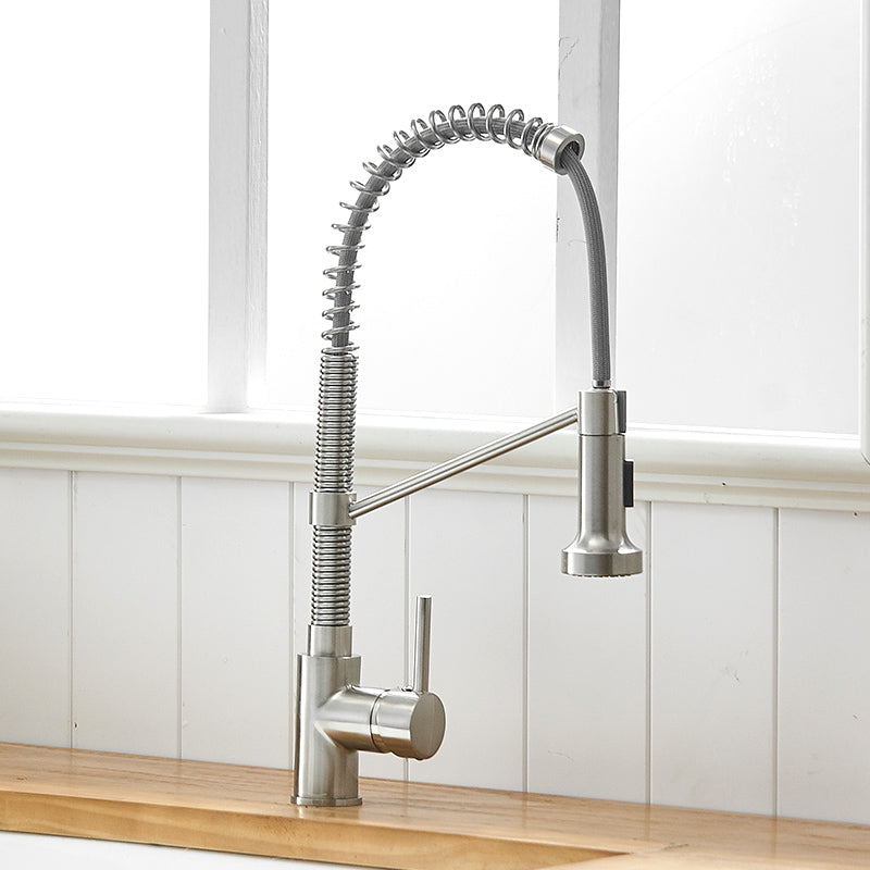 InArt Kitchen Sink Mixer - 360° Pull-Down Sprayer Faucet, Brushed Chrome Dual Flow KSF026 - InArt-Studio