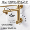 InArt brushed gold pull-down kitchen sink tap showing multifunction spray head