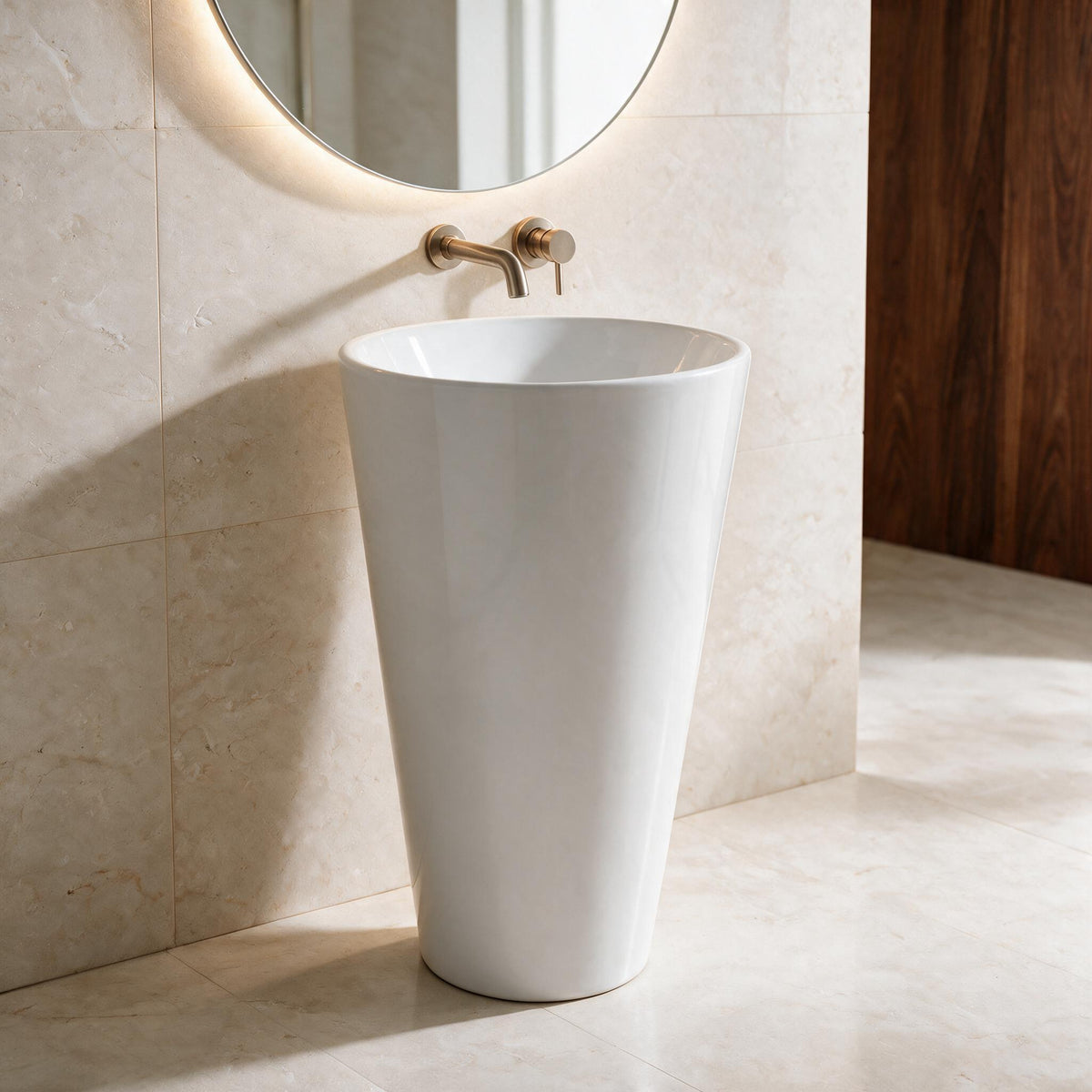 InArt Fortune · Without Tap Hole White pedestal wash basin: Lifestyle view