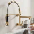 InArt wall kitchen faucet brushed gold finish detail with single lever control