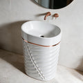 InArt Jupiter 300 White & Rose Gold pedestal wash basin: Lifestyle view