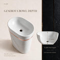 InArt Jupiter 300 White & Rose Gold pedestal wash basin: A comfortable oval bowl