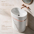 InArt Jupiter 300 White & Rose Gold pedestal wash basin: Choose a suitable wall-mounted tap