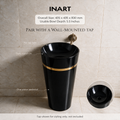 InArt Lenevo 102 Black & Gold pedestal wash basin: Choose the correct tap