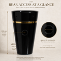 InArt Lenevo 102 Black & Gold pedestal wash basin: Pipe opening on the back side