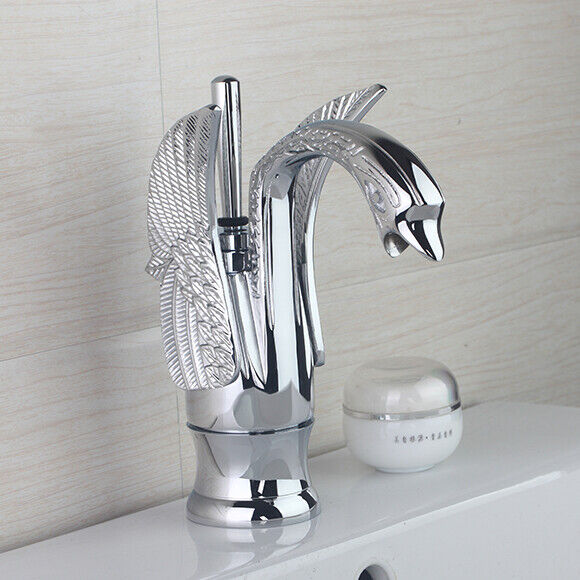 InArt Single Lever Basin Mixer Taps for Bathroom Swan Shape Brass Chrome Color - InArt-Studio