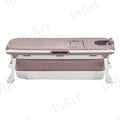 InArt Modern Freestanding Foldable Bathtub with Drain Hose and Cover, Pink-Color, 140cm x 60cm x 57.5cm - InArt-Studio