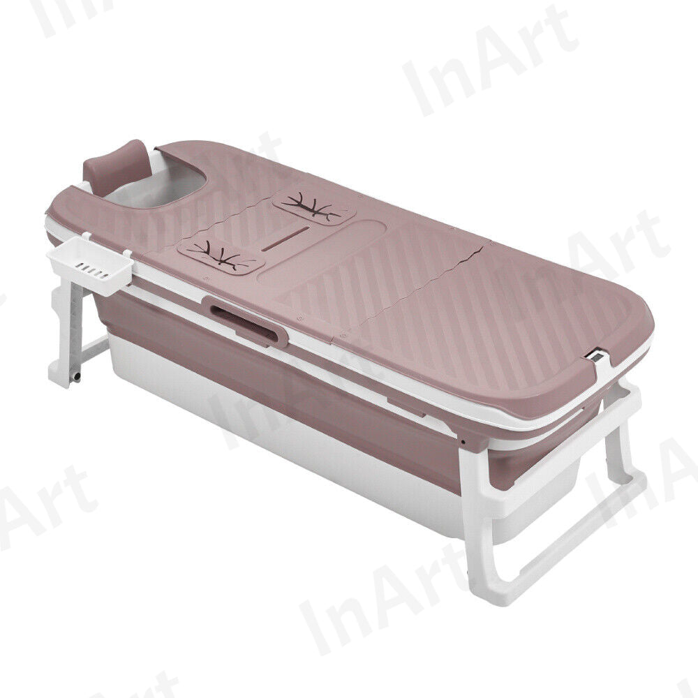 InArt Modern Freestanding Foldable Bathtub with Drain Hose and Cover, Pink-Color, 140cm x 60cm x 57.5cm - InArt-Studio