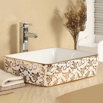 inart ceramic wash basin golden color