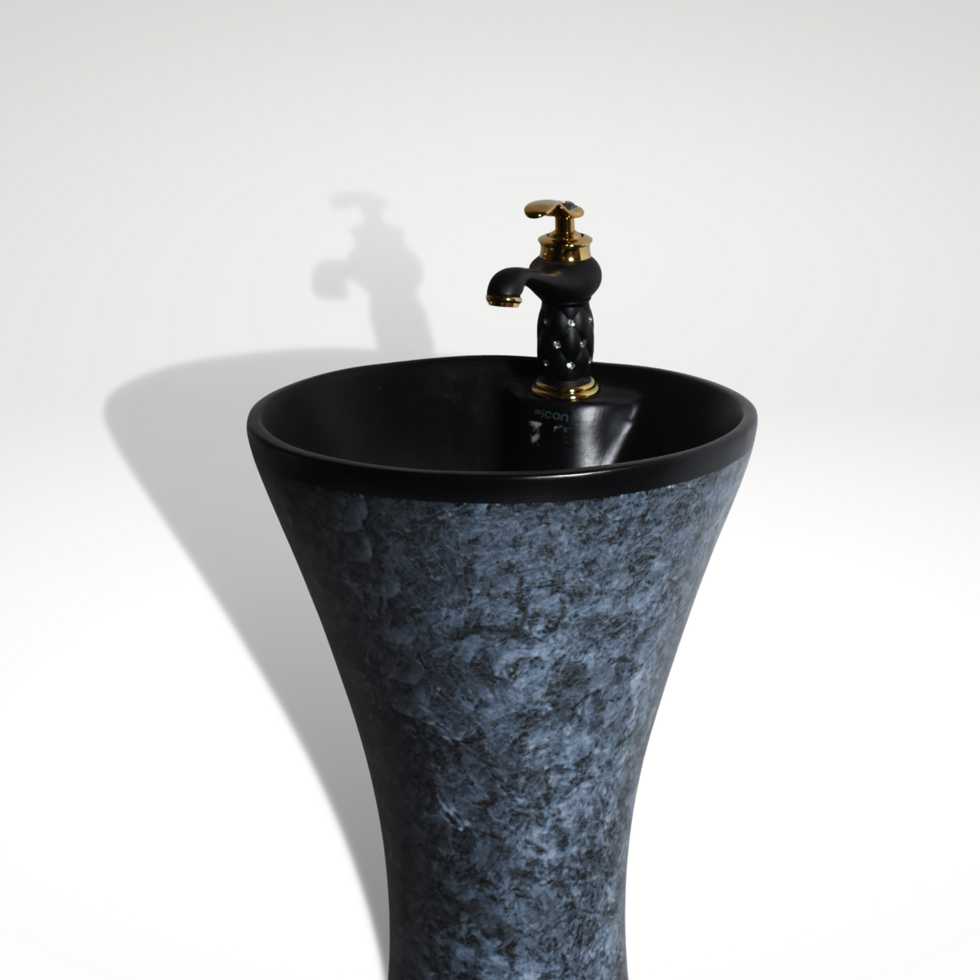 InArt Ceramic Pedestal Free Standing Round Wash Basin Grey 40x40 CM - InArt-Studio