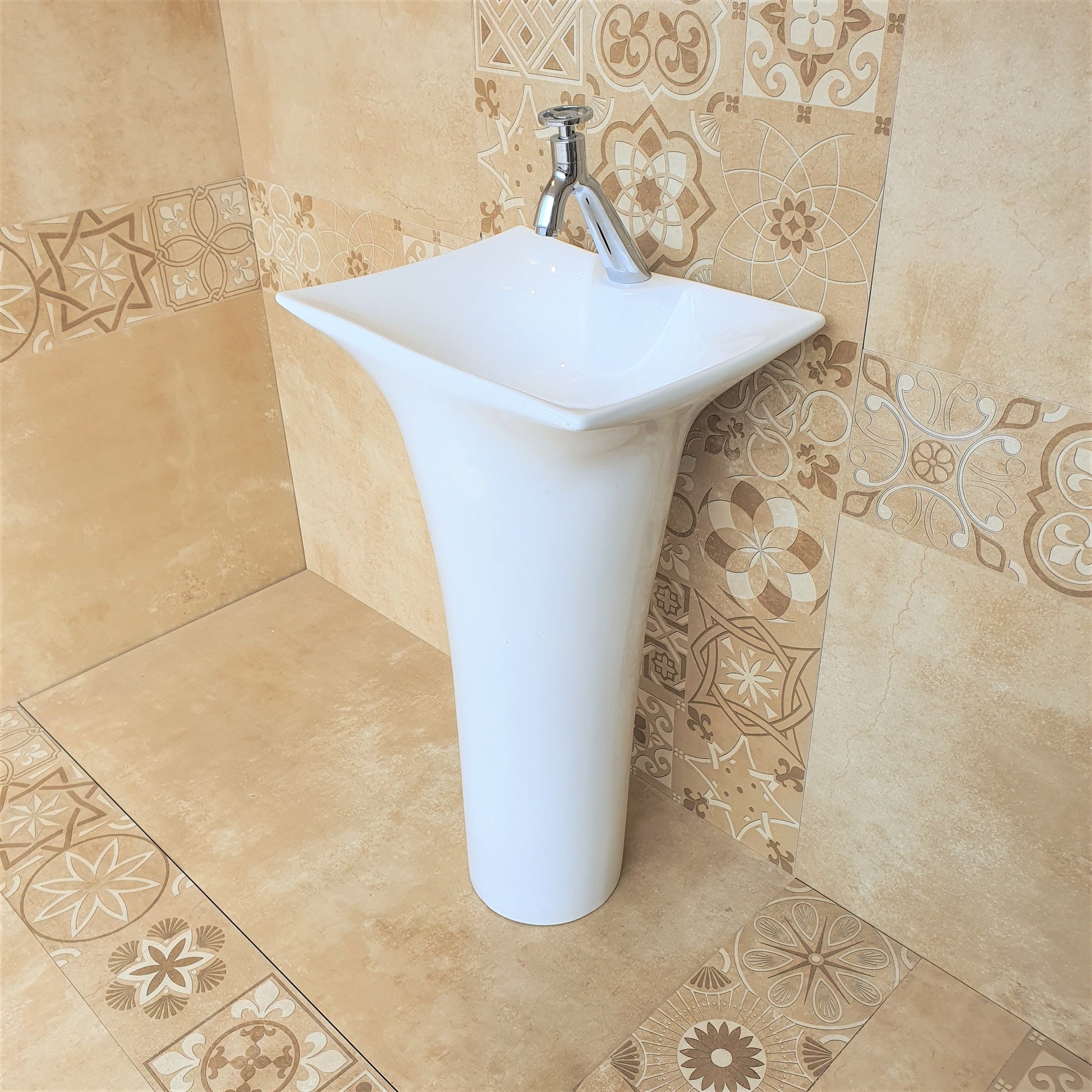 inart ceramic freestanding pedestal wash basin