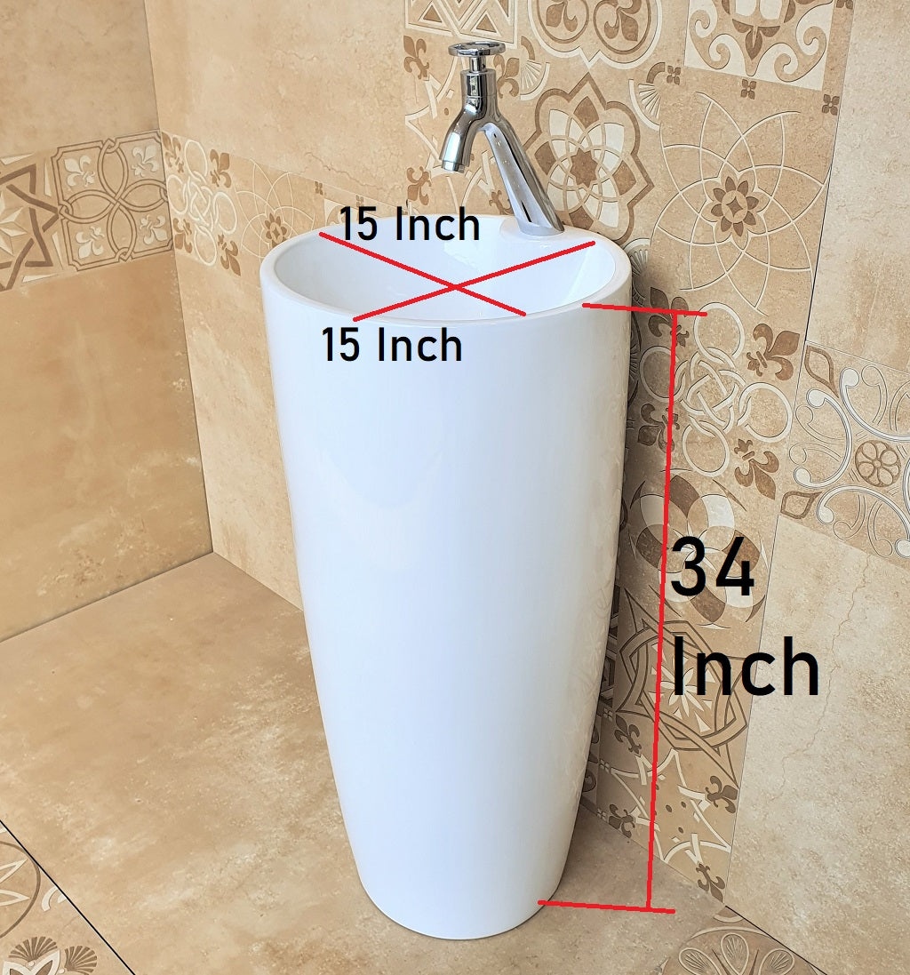 inart pedestal wash basin standing basin white