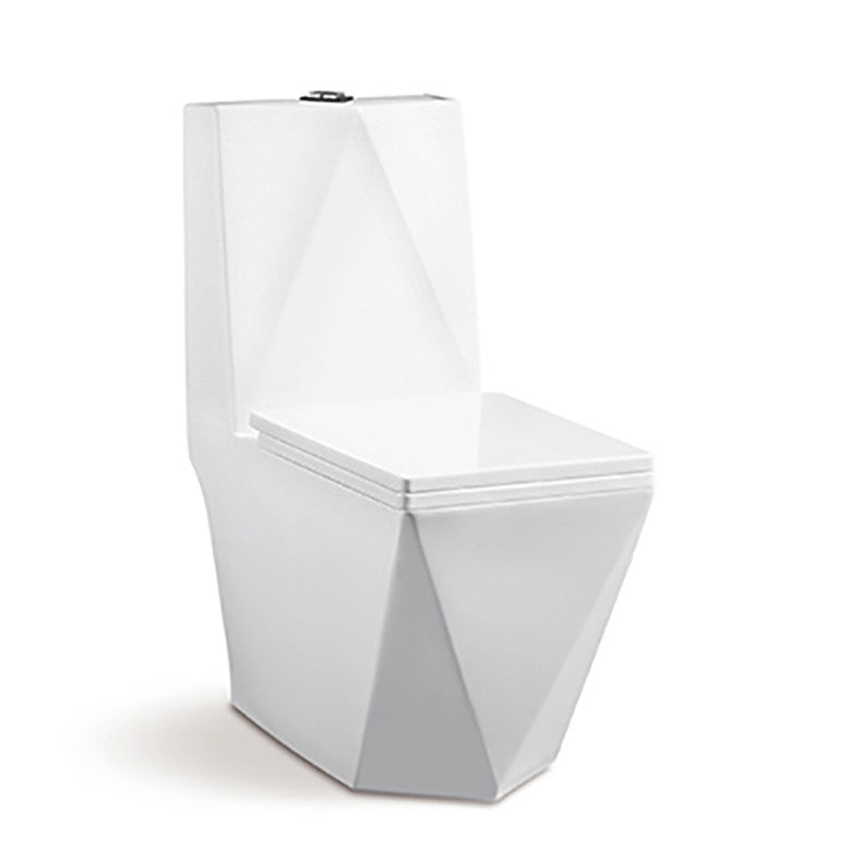 InArt Western Floor Mounted One Piece Water Closet European Ceramic Western Toilet Commode S-Trap Square White - InArt-Studio
