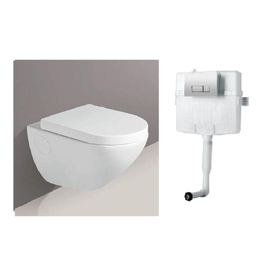 inart combo wall hung toilet with concealed flush tank and plate