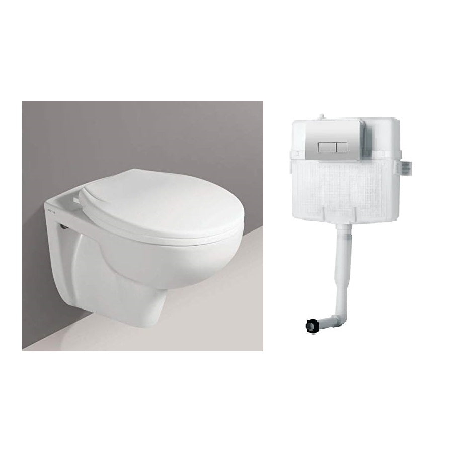 InArt Concealed Cistern Tank and Ceramic Wall Hung or Wall Mounted Designer Water Closet Toilet with Soft Seat Cover - InArt-Studio
