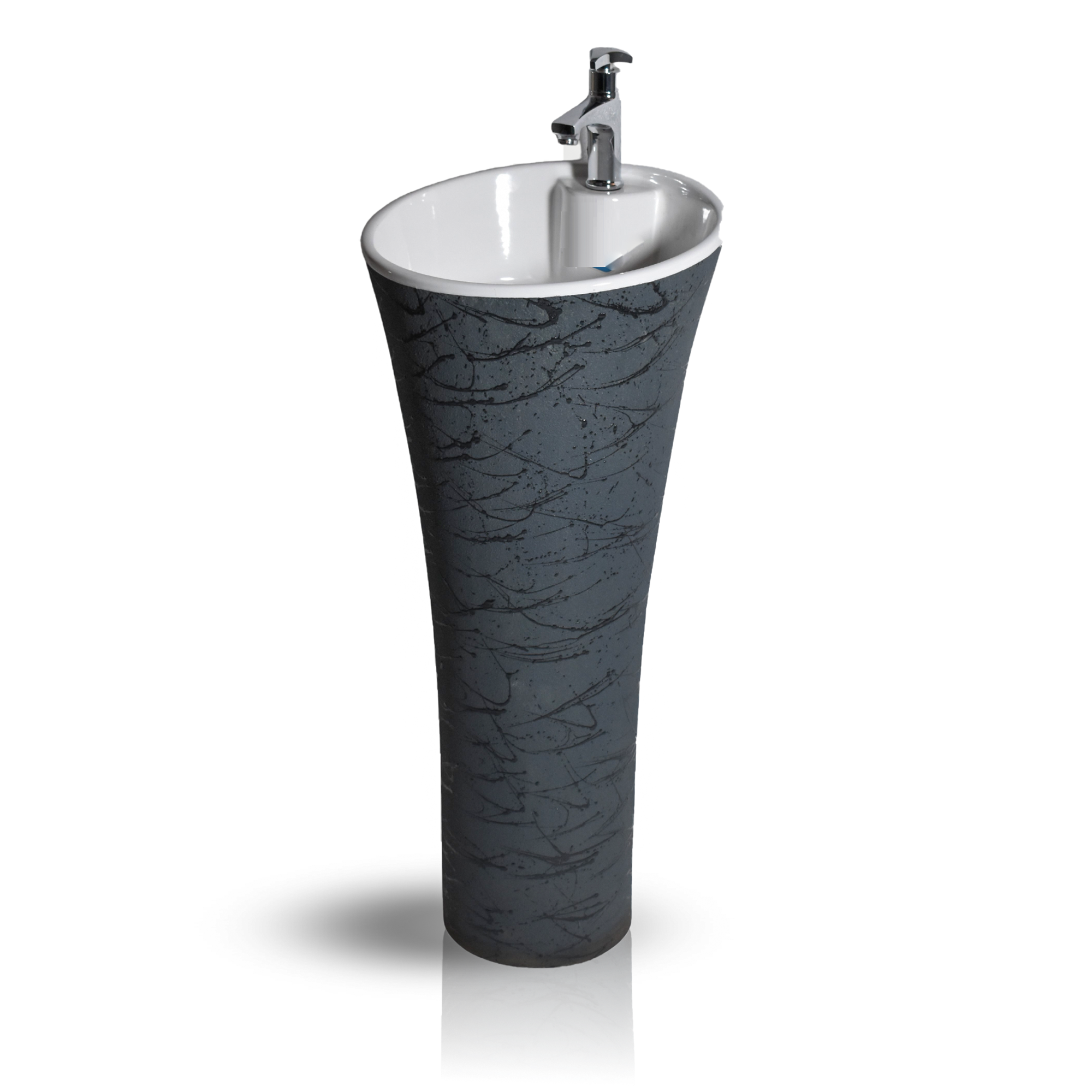 inart ceramic pedestal free standing wash basin in grey color