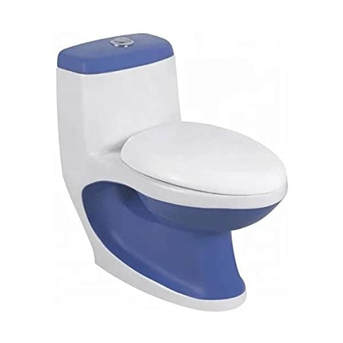 InArt Western Floor Mounted One Piece Water Closet European Ceramic Western Toilet Commode S-Trap Oval Blue - InArt-Studio