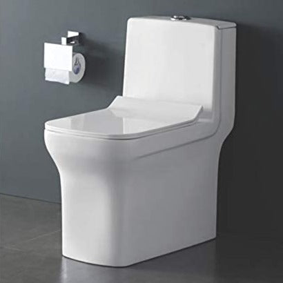 InArt Western Floor Mounted One Piece Water Closet Ceramic Western Toilet/Commode/European Commode Square With Soft Close Seat Cover For Lavatory, Toilets (S-Trap Outlet Is From Floor)