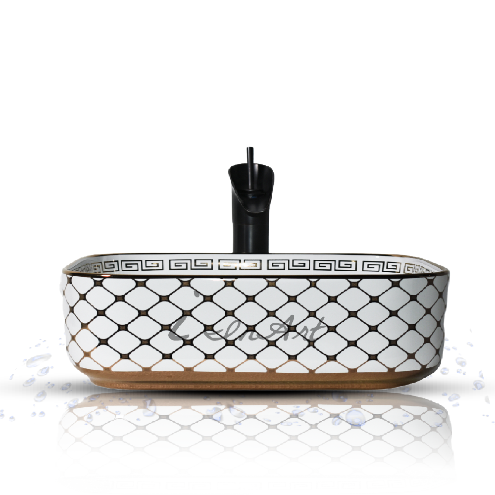 gold designer table top wash basin - main product view
