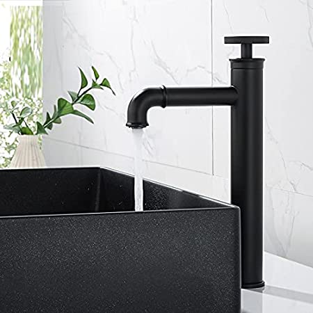 InArt Bathroom Single Lever Hole Basin Mixer Brass Basin High Neck Long Body Sink Faucet Black Matt - InArt-Studio
