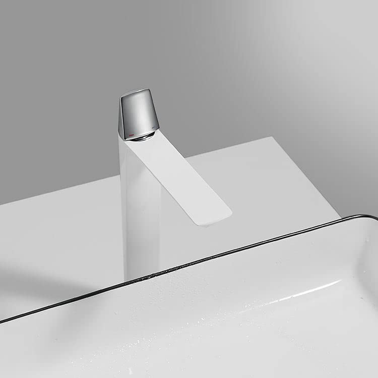 InArt Brass Single Lever Basin Mixer Tap High Neck Long Body Faucet White - InArt-Studio