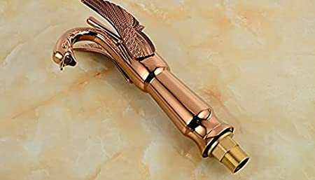 InArt Bathroom Single Lever Hole Basin Mixer Swan Shape Brass Basin High Neck Long Body Sink Faucet Rose Gold Color - InArt-Studio