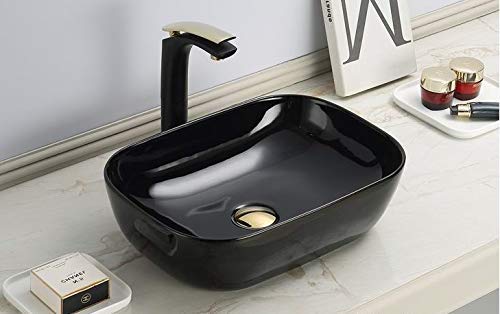 InArt Ceramic Counter or Table Top Wash Basin 45x33 CM Black - InArt-Studio