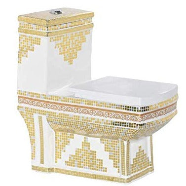 inart ceramic golden color one piece toilet commode
