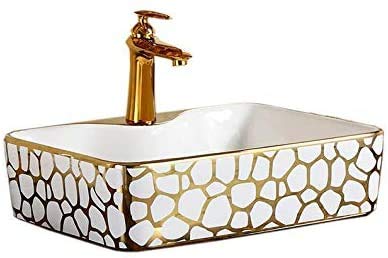 InArt Ceramic Counter or Table Top Wash Basin 48x37 CM Golden - InArt-Studio