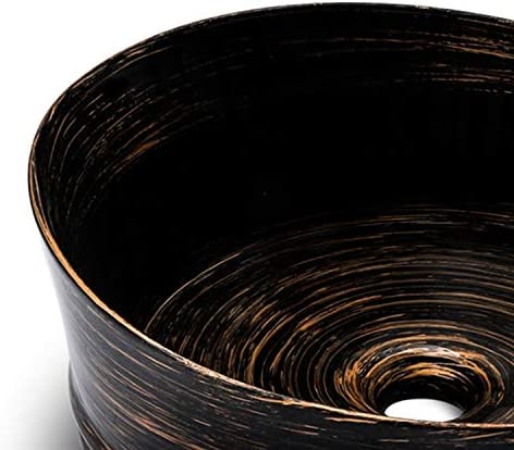 InArt Ceramic Counter or Table Top Wash Basin 41x41 CM Gold Black Color - InArt-Studio