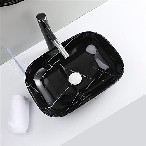 InArt Ceramic Counter or Table Top Wash Basin 46x32 CM Black Glossy - InArt-Studio