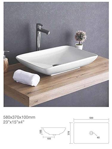 InArt Ceramic Counter or Table Top Wash Basin White 58x38 CM - InArt-Studio