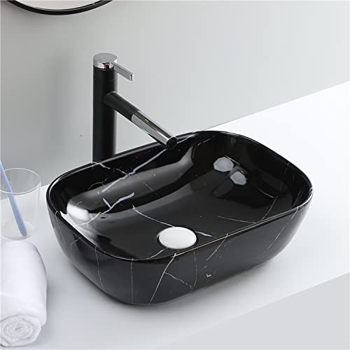 InArt Ceramic Counter or Table Top Wash Basin 46x32 CM Black Glossy - InArt-Studio