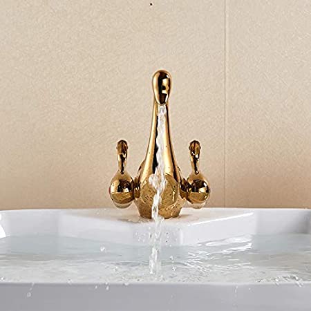 InArt Single Lever Basin Mixer Taps for Bathroom Swan Shape Brass Gold - InArt-Studio