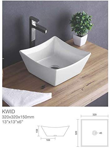 InArt Ceramic Counter or Table Top Wash Basin 33x33 CM White Color - InArt-Studio