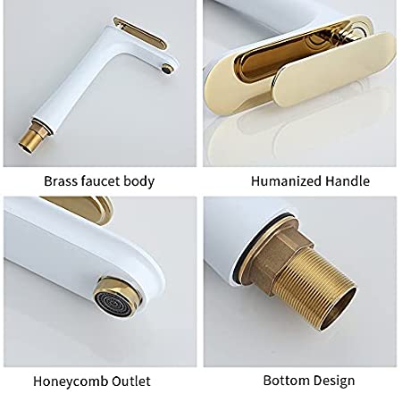 White Gold Color bathroom table top taps